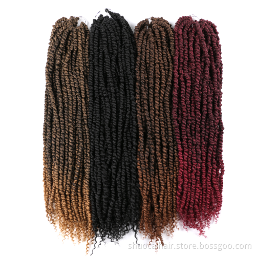 Synthetic 18 Passion Twist Pre-looped Fluffy Crochet Braid Hair Ombre Braiding Hair Extensions 3D Cubic Twist Crochet Hair
